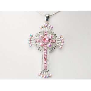   Rhinestones Small Holy Cross Fashion Costume Necklace Pendant: Jewelry