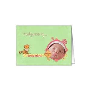  photo card, baby girl, announcement Card: Health 
