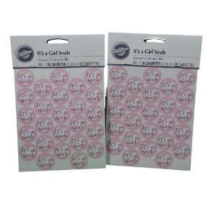    Lot of 100 Wilton Its A Girl Envelope Seals Stickers Baby