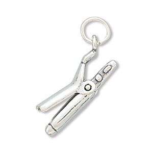  Curling Iron Charm in Sterling Silver Jewelry