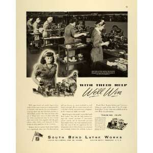  1943 Ad South Bend Lathe Works Rosie Riveter Female War 