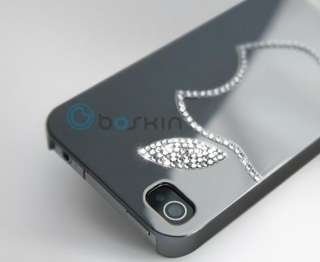 Light Gray Swarovski Bling Crystal Luxury Hard Case Cover for Iphone4 
