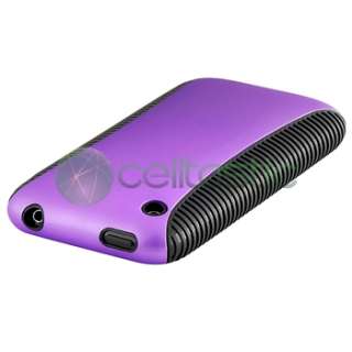 HYBRID BLACK TPU Gel CASE Purple Hard COVER+Privacy Protector For 