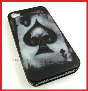   SPRINT AT&T IPHONE 4S 4G ACE SPADE SKULL HARD COVER CASE  