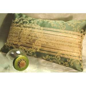  Green Lumbar Pillow and Candy Jar Set