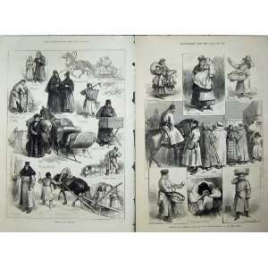   1874 Petersburg Monk Nun Horse Sleigh Fishmonger Men