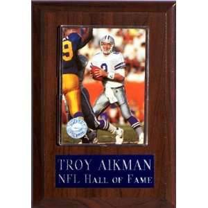  Troy Aikman 4 1/2x 6 1/2 Cherry Finished Plaque Sports 