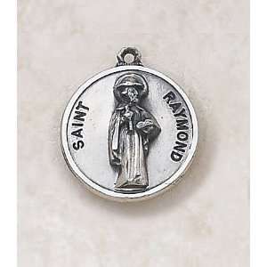 Sterling Silver Patron Saint Raymond Medal Catholic Pendant Necklace 