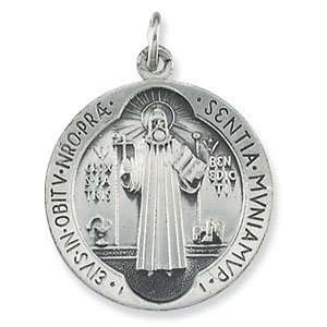  St. Benedict Medal 18mm & Chain   Sterling Silver Jewelry