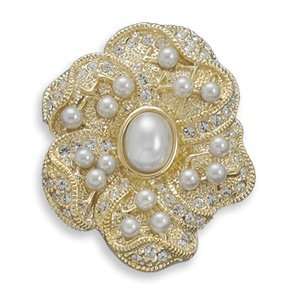  14K Gold Plated Floral Design Fashion Pin Jewelry