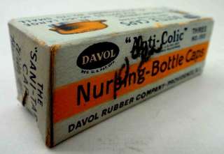 vintage NURSING BABY BOTTLE CAPS BOX only DAVOR  