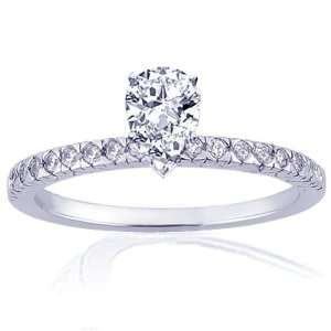  0.65 Ct Pear Shaped Diamond Engagement Ring 14K SI1 COLRO 