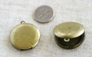 Antique Bronze Plated Locket Round Brass Locket Charm pendant 25mm 