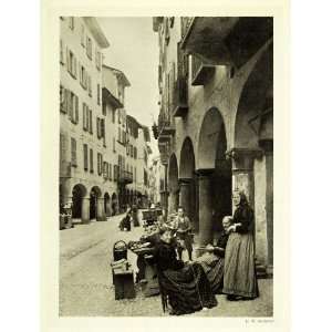 1907 Print Lugano Switzerland Street Portrait Ballance Ticino Vendor 