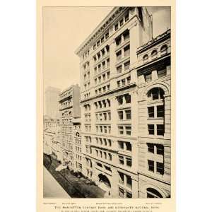  1897 Manhattan Company Bank 40 42 Wall St NYC Print 
