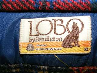 LOBO PENDLETON Vintage Red Plaid Wool/Leather Shooting Hunting Shirt 