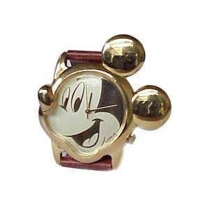   Mickey Mouse All Gold Tone case and dial. Brown band 