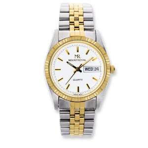    Mens Mountroyal Two tone IP plated White Dial Watch Jewelry