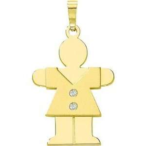  14K Gold The Kids Diamond Girl Charm: Jewelry