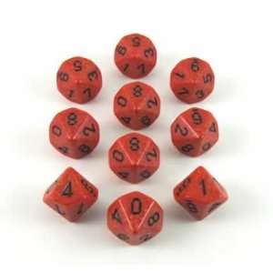  Fire Speckled 10 Sided Dice Set of 10 Toys & Games