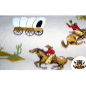  Fleece Printed Horses RODEO COWBOYS Fabric By the Yard 