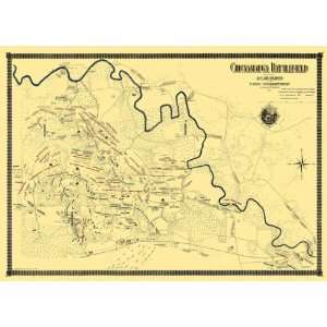  CHICKAMAUGA BATTLEFIELD TENNESSEE (TN) CIVIL WAR MAP 1895 