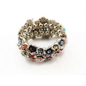  Cute Flower Cluster Crystal Rhinestone Stretch Bracelet Jewelry