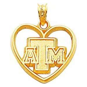  14K Gold Texas A&M University Heart Charm New Arts 