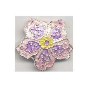  Beautiful Enameled Button 1in Flower Pink and Purple (3 