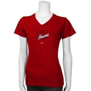  Nike Bradley Braves Red Ladies Team Logo T shirt Sports 