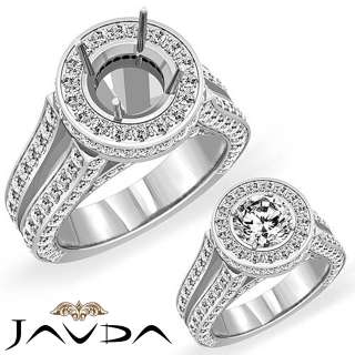 Diamond Ring Round Semi Mount Pave Platinum s7.5 Engagement Women 