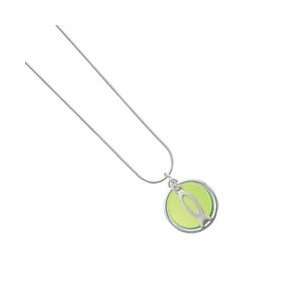   Fish Outline Lime Green Pearl Acrylic Pendant Snake Chain Jewelry