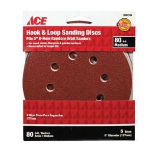 Discount Hook & Loop Sanding Discs, 5, 8 Hole, 80 Grit, Package Of 5 
