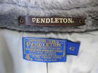 Pendleton Mens Gray Wool Stadium Top Overcoat Pea Coat Fur Collar 42 