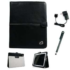  Black Melrose Magnetic Flap Canvas Case with Multi angle 