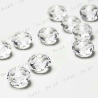72 Loose Faceted Cut Rondelle Clear Crystal Glass Beads 8×6mm CR013 