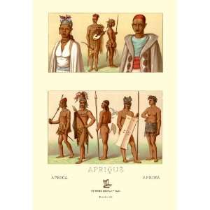   African Tribe Members 12X18 Art Paper with Gold Frame