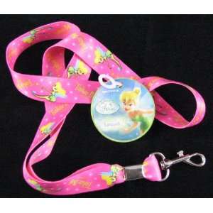  Disney Tinker Bell Fairy Pink Lanyard Key Chain New 