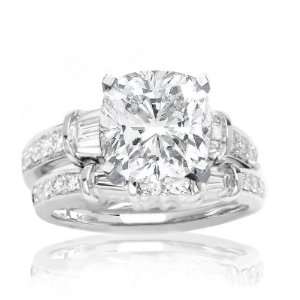  0.95 Carat Baguette And Round Diamonds Engagement Ring 
