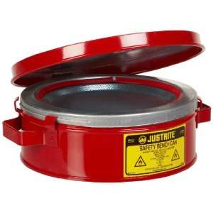 Justrite 10295 Steel Bench Safety Can, 2 Quarts Capacity, Red  