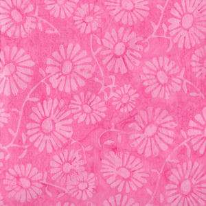 Daisy Flowers Tonal Pink Batik Fabric HOFFMAN  