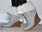   Secret Jessica Simpson Holla Faux Fur Pom Pom Wedge boots 9.5