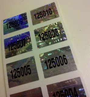   . SERIAL NUMBERED SECURITY VOID HOLOGRAM LABELS STICKERS SEALS  