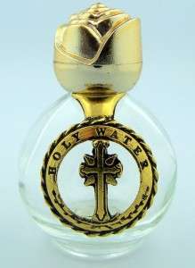 Glass Bronze Holy Water Bottle For Travel Cross inlaid  