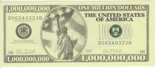 Billion Dollar Bill   Lady Liberty series 2002  