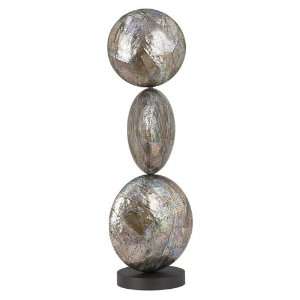  Grey Mother of Pearl Stacked Ceramic Stone Sculpture