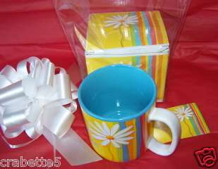   White Daisy Flower & Colorful Stripes Dishwasher & Microwave Safe