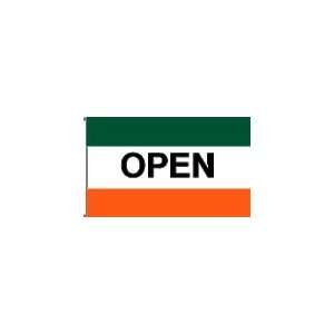  Nylon Horizontal Message Flag, 3 x 5, Open, Green 