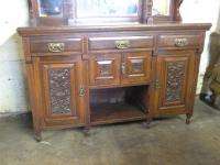   ANTIQUE VICTORIAN CARVED SIDEBOARD BUFFFET CABINET HUCH  