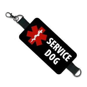 SERVICE DOG Medical Alert Symbol on Black Rectangle 2 Patch Velcro 